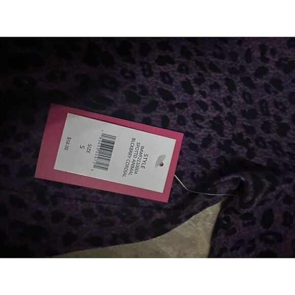 NWT Isaac Mizrahi S Basic Animal Print BlackBerry Tee Blouse - Picture 3 of 6